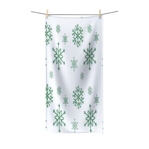 Green Snowflakes Christmas Holiday Themed Polycotton Towel