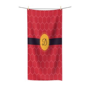 Monogram Red Black and Gold Polycotton Towel