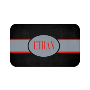 Black and Red Personalized Bath Mat