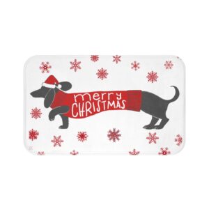 Mini Dachshund Merry Christmas Bath Mat