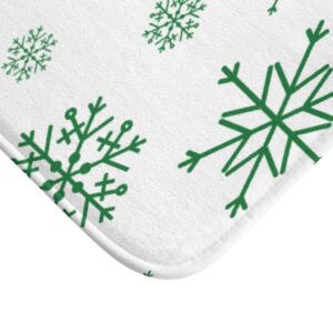 Green Snowflake Christmas Holiday Themed Bath Mat