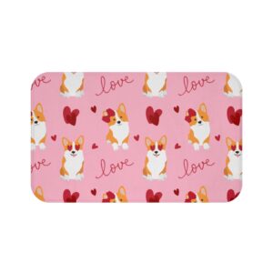 Corgi Valentines Day Bath Mat