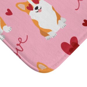 Corgi Valentines Day Bath Mat