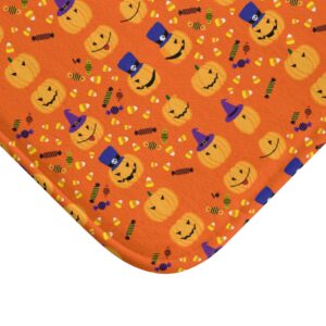 Cute Halloween Jack-O-Lantern Candy Corn Bath Mat