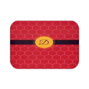 Monogram Red Black and Gold Bath Mat