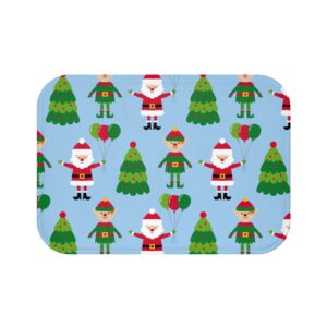 Santa Claus Christmas Tree Elves Elf Bath Mat