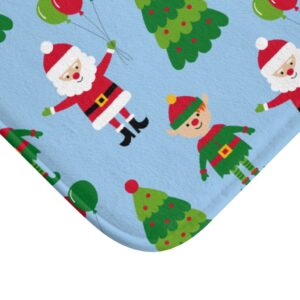 Santa Claus Christmas Tree Elves Elf Bath Mat