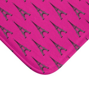 Hot Pink Fuschia Pink Eiffel Tower Paris Themed Bath Mat