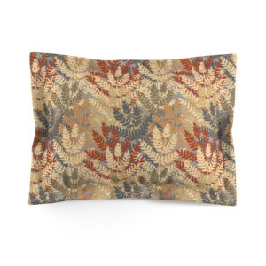 Fall Leave Pattern – Autumn – Blue, Grey, Beige, Brown – Microfiber Pillow Sham