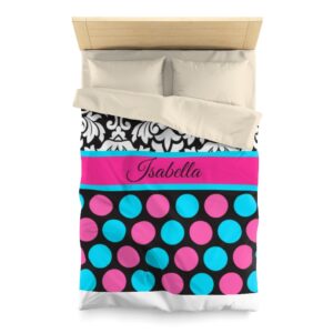Damask Pink and Blue Personalized Microfiber Duvet Cover