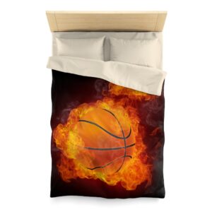 Basketball in Flames – Black – Bedding – Microfiber Duvet Cover – Basketball Gift