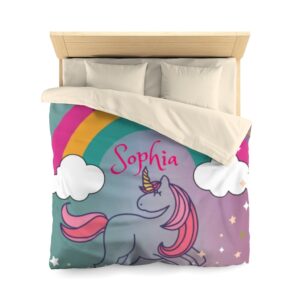 Unicorn and Rainbow Girls Bedroom Microfiber Duvet Cover