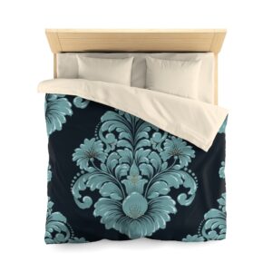 Blue Green Damask Microfiber Duvet Cover