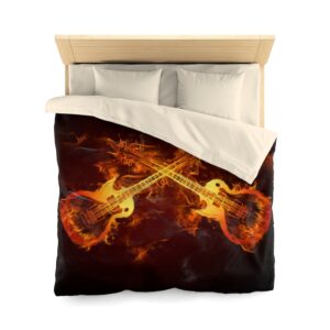 Guitars in Flames – Electric Guitar – Guitar Gift – Microfiber Duvet Cover