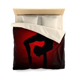 Red Gymnast Silhouette Pose Microfiber Duvet Cover