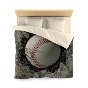 Baseball in Concrete Microfiber Duvet Cover