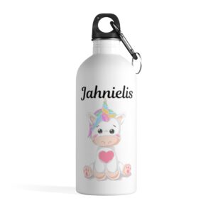 Jahnielis Unicorn Personalized Water Bottle – Stainless Steel Water Bottle