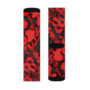 Red Electric Guitar Collage – Guitar Gift – Musician Gift – Christmas – Sublimation Socks