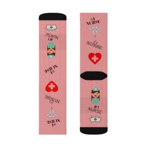 Pink Nurse Socks – #1 Nurse Socks – Nurse Gift – Nurse Appreciation Gift – Sublimation Socks