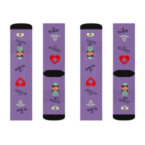 Purple Nurse Socks – #1 Nurse Socks – Nurse Gift – Nurse Appreciation Gift – Sublimation Socks