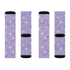 Light Purple Cat Socks Sublimation Socks