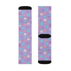 Light Purple Cat Socks Sublimation Socks