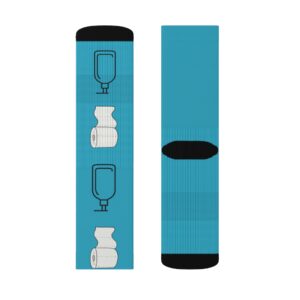 Blue Toilet Paper and Hand Sanitizer Sublimation Socks