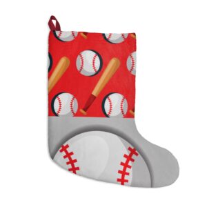 Red and Grey Baseball Themed Christmas Stocking