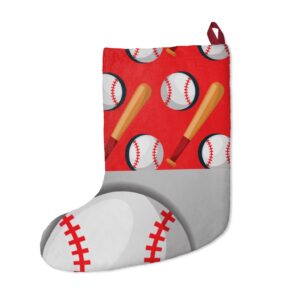 Red and Grey Baseball Themed Christmas Stocking