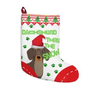 Dachshund Thru The Snow Christmas Stocking – Dachshund Gift – Christmas Gift