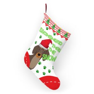 Dachshund Thru The Snow Christmas Stocking – Dachshund Gift – Christmas Gift