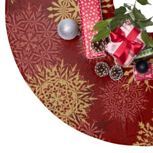 Red and Gold Snowflake Elegant Christmas Tree Skirt