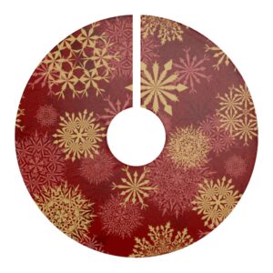 Red and Gold Snowflake Elegant Christmas Tree Skirt