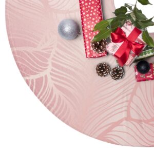 Pink Rose Gold Leave design Pattern Christmas Tree Skirt