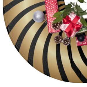 Gold and Black Spiral Elegant Trendy Christmas Tree Skirts