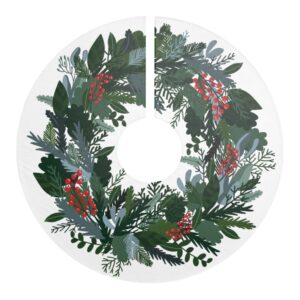 Christmas Holiday Wreath Elegant White Background Christmas Tree Skirt
