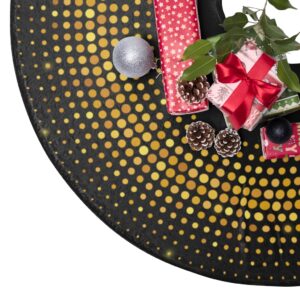 Black and Gold Geometric abstract circular Pattern Christmas Tree Skirts