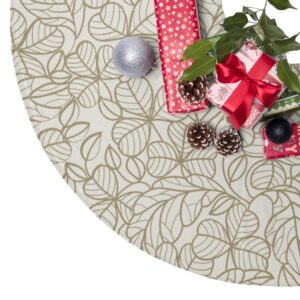 Gold Leave Pattern Christmas Tree Skirt