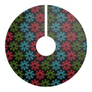 Blue, Red and Green Snowflake Christmas Tree Skirt