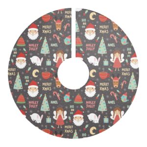 Holly Jolly Grey Fun Christmas Tree Skirt – Santa – Angel – Tree – Candy Cane – Christmas Tree Skirts