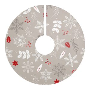 Grey Red Modern Snowflake Holiday Christmas Tree Skirts