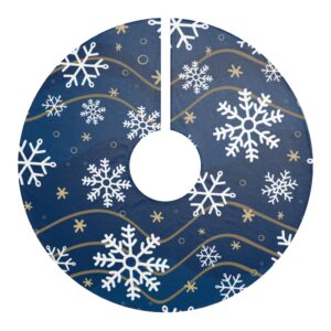 Blue Snowflake Modern Trendy Classy Christmas Tree Skirts