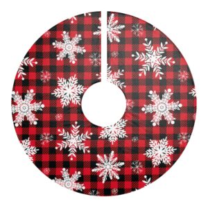 Red Plaid Snowflake Christmas Tree Skirts