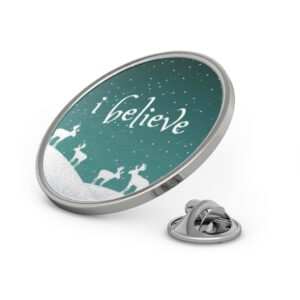 I Believe Christmas Holiday Snow Scene Lapel Pin Metal Pin