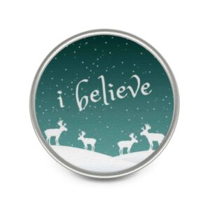 I Believe Christmas Holiday Snow Scene Lapel Pin Metal Pin