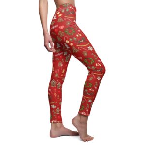 Fun Cute Christmas Pattern – Holiday – Red – Wreath – Christmas Tree – Women’s Cut & Sew Casual Leggings