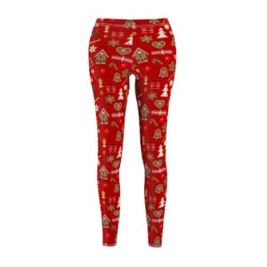 Fun Cute Christmas Pattern – Holiday – Red – Wreath – Christmas Tree – Women’s Cut & Sew Casual Leggings