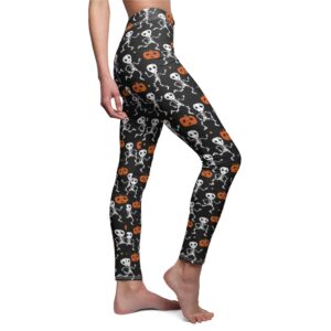 Cute Halloween Skeletons and Pumpkins – Jack-o-Lanterns Women’s Cut & Sew Casual Leggings