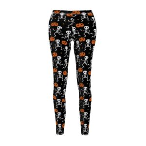 Cute Halloween Skeletons and Pumpkins – Jack-o-Lanterns Women’s Cut & Sew Casual Leggings