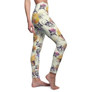 Skulls and Roses Halloween Women’s Cut & Sew Casual Leggings